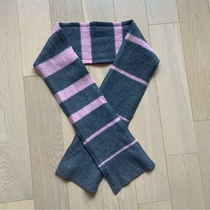 Kate Spade x Brooklyn Handknit Pink and Gray Stripe Felted Wool Scarf